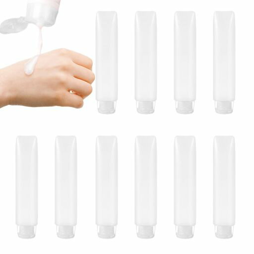 YANYULIトラベルボトル小分けボトル詰め替え容器クリームローション化粧品容器漏れ防しデザイン出張旅行用シャンプークリーム化粧品透明10個セット50ml