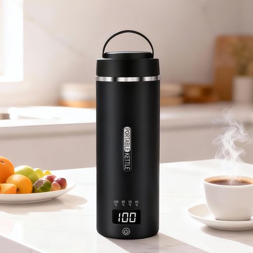 Rakuten - 電気ケトル4つの温度設定プラグイン式小型持ち運びケトル304食品級ステンレス鋼トラベルケトル300W低消費電力空焚き防止漏水防止ポータブル電気ケトルPSE認証済み日本語説明書付属(黒色)