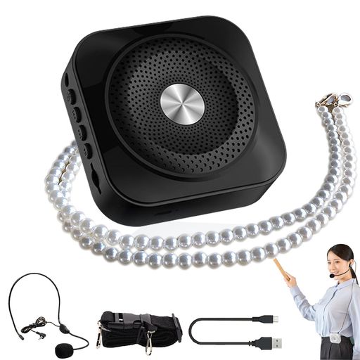 ポータブル拡声器小型拡声器ハンズフリーマイク付スピーカー大音量全方向音響増幅DSPシステムハウリング対策録音再生USB/TFカード対応ストラップ付き簡単に持ち運び充電式最大10時間再…