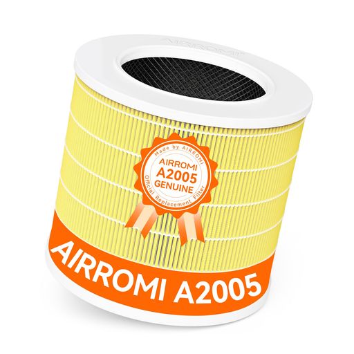 【純正品】AIRROMI空気清浄機フィルター交換用A2005軽量静電HEPA活性炭集じん脱臭ミニ濾過(イエロー)