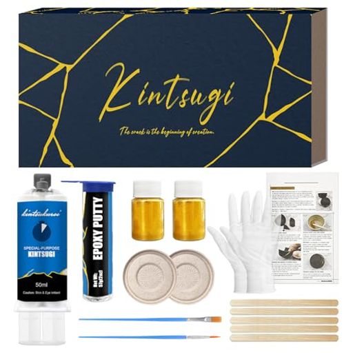 金次ぎセット初心者、簡単金継ぎキット意味のある陶器を修復、金継キットクラフト、初心者に最適なスタ..
