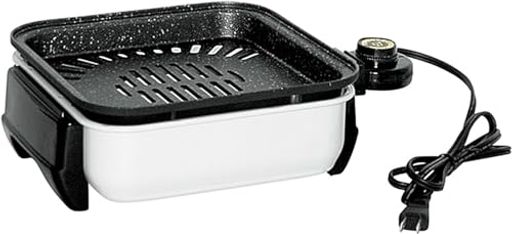 杉山金属 焼肉プレート 穴あき 一人焼肉 焦げ付きにくい 21x21cm コンパクト ちょこちょこ焼き 煙が少ない ハイパワー1200W 3層マーブルコーティング 日本製 KS-2847