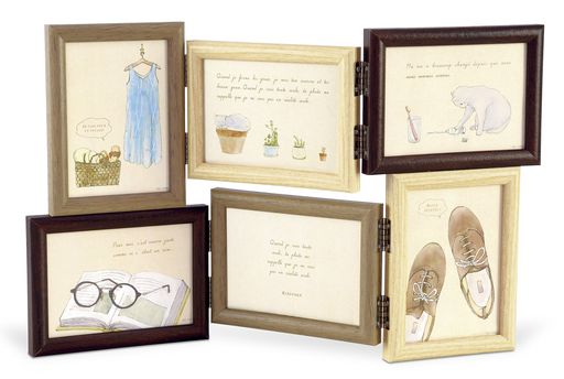 Kishimaフォトフレームインテリアフレーム写真立てサービスサイズL判卓上横置き壁掛けブラウン6窓複数..