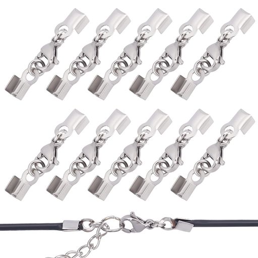 サイズ:長さ約27mm、コードエンド:8x4x3mm、カニカン:9x6x3mm、内側:4x3mm、合計30セット;おしゃれなネックレスブレスレットなどジュエリーがDIYできます! 使いやすさ:両端を押して、革製のブレスレットやネックレスに固定します。ワンタッチ装着が可能になります。ネックレスやブレスレットの留め具は伝統的なジュエリークラスプと比べて固定が簡単です。 304ステンレス素材:本製品はステンレス鋼を採用しておるクラスプセット!防錆性・耐久性に優れて、非常に硬度が高く頑丈で、光沢を失うことはなく、長い時間続くでしょう。 使用場合:ネックレス、ブレスレット、アンクレットなど様々なチェーンアジャスター対応可能です。キラキラしたラインストーン付き、ステンレスの色でファションアイテムとして大活躍! 素敵な贈り物:レザー革紐アクセサリー、ネックレスやブレスレットに装着して、ご自分だけの手作り風アクセ