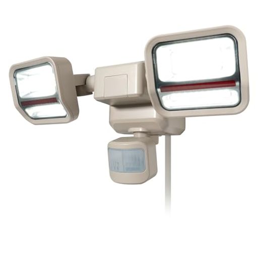 エルパ(ELPA) 防犯センサーライト 屋外 AC電源 コンセント式 1500ルーメン 2灯 高輝度 二面発光 180度検知 赤色LED警告灯 24時間警戒 人感センサー 玄関 駐車場 倉庫 庭 防犯対策 強力 広範囲 昼… createlabo-10030290 クリエイトラボ パッケージ画像