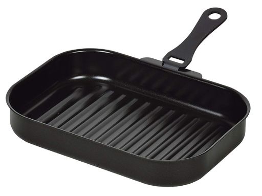 パール金属グリルパンブラック25x17cmハンドル付角型ウェーブセラクッキングHB-4230