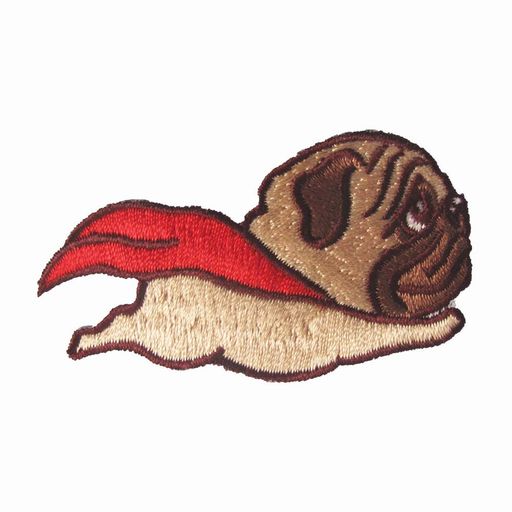 アイロンワッペン動物アニマル(5空飛ぶパグ)