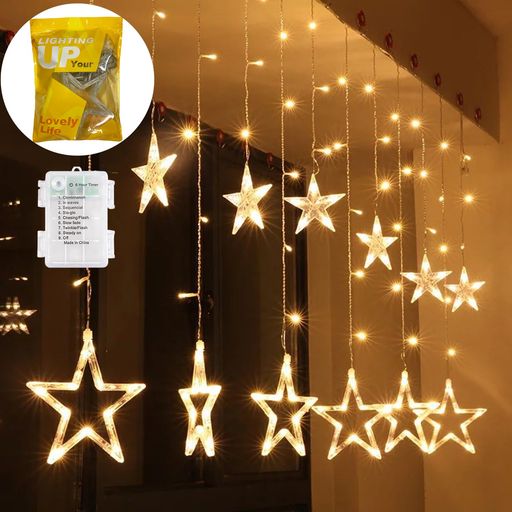 樂天商城 - BigFoxイルミネーションライト星型電池式ガーランドLEDライト8パターン点灯デコレーションクリスマスツリー飾りオーナメント屋内装飾電飾いい雰囲ウォームホワイト