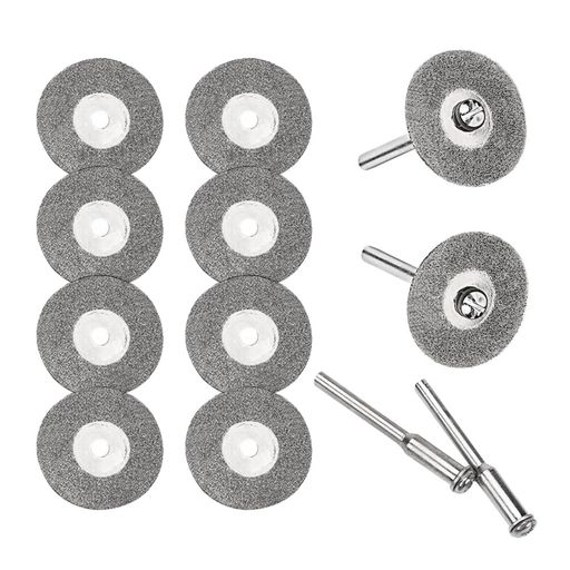 Rakuten - YFFSFDCミニダイヤモンドカッター直径22mm10枚入り2.35mm軸2本付3mm軸2本付ダイヤモンドカッティングディスクダイヤモンドビットブレードセットミニルーター/ルーター/リューター用シルバー(…