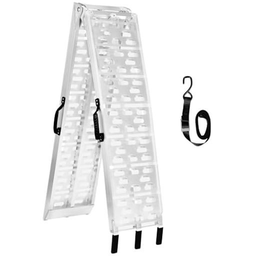 MAXIVMANアルミラダー1本226cmx30.5cm耐荷重340kg折りたたみ式ラダーレール軽量滑り止めスロープバイク/ATV/草刈り機/農機具軽トラ・バン・トレーラー用