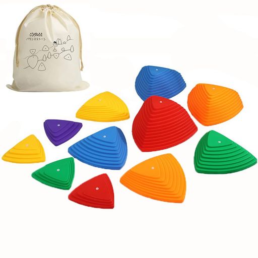 LUDNEEバランスストーンマルチカラー飛び石滑り止め付き幼児子供平均台知育玩具室内遊具幼稚園バランス遊具屋外おもちゃ運動体幹トレーニング運動不足解消誕生日ギフト収納袋付き