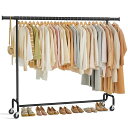 SONGMICSハンガーラック頑丈洋服ラック大容量業務用幅160~200cm横伸縮式高耐荷重110Kg衣類収納安定性キャスター付き移動しやすいちょうどいいサイズ...