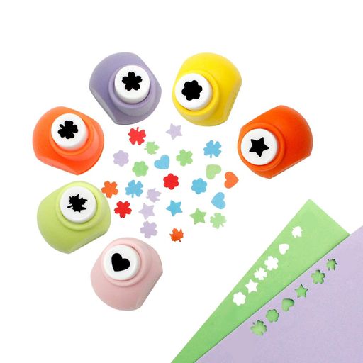 Yurikaクラフトパンチ星葉っぱセットミニパンチDIY手芸用6個穴あけパン軽い力で押せる保育園工作道具ネ..