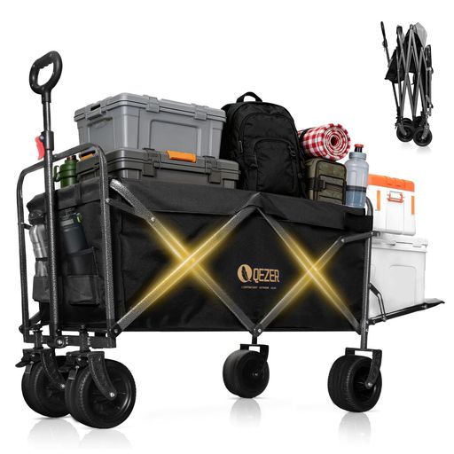 QEZER キャリーワゴン キャリーカート 大容量 折りたたみワゴン アウトドア 高耐荷重