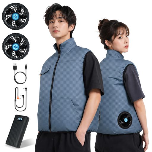 【空調ウェア超重い?バッテリーが落ちやすい? 操作が面倒?これらの悩みをさよなら!!!】2026夏の最新デザイン空調作業服ファンバッテリーセットが新登場!バッテリー:約363g、ファン:約100g 超軽量の設計のため、バッテリーやファンを含めたわずか563gの重さ、長時間の着用でも負担になりません。市販の空調作業服ベストと比べて、この空調作業服ベストはバッテリー専用ポケットにボタンがあり、作業中にバッテリーが落ちないようにしっかりと固定されます。猛暑の夏に、工場や屋外作業などエアコンの使用できない環境で作業する人たちへの暑さ対策グッズです。高温の環境でも楽に仕事して作業効率を上げることができます。 【“ゼロ・グラビティ”設計と現場主義の機能美・大切な方への贈り物にも】「空調ウェアは重くて肩が凝る」という常識を覆すため、バッテリー重量を約363gまで軽量化し、人間工学に基づいた重心バランスを追求しました。特筆すべきは、手袋をしたままでも片手で直感的に開閉できる「クイック操作の面ファスナー」仕様。ボタンを留める手間を省き、激しい動きでもバッテリーが跳ねたり落ちたりする不安を解消しました。