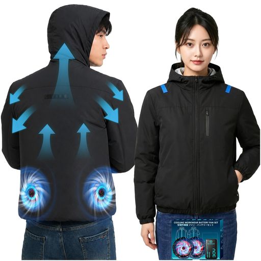 【2026年 全面アップグレード版 空調作業服】当社の30V空調作業服は、最新技術を採用。航空力学に基づいた流線形5枚ブレードのファンと、米軍規格MIL-STDに準拠した高性能制御チップを搭載し、厳格な品質管理基準に基づき製造されています。これにより、専用の30Vファン用バッテリーにより、毎秒219リットルという高風量を長時間にわたり安定供給します(一般的な市販の42V/毎秒199リットルの性能仕様を大幅に上回ります)。真夏の過酷な作業環境下でも、確実な冷却効果を発揮し、多様な現場のあらゆるニーズにお応えします。 【219L/s 超暴風級強風で圧倒的な清涼体験】ファンは、高密度・高品質な ABS 樹脂、および純銅コアを搭載したブラシレスモーターを採用しています。風量 219L/s、回転数 9800r/min の高性能を実現し、体感温度を最大約 20°C低下させる驚きの清涼感をお届けします。動作時の騒音を抑えた設計に加え、高品質な部品と素材により最大 20000 時間の長寿命を実現し、優れた耐久性を備えています。