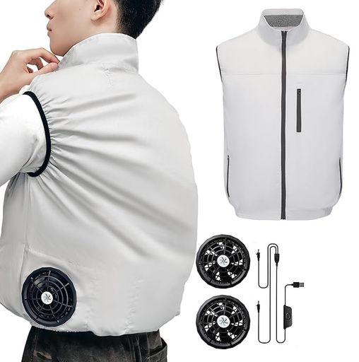 【空調作業服&amp;ファンセット】セット内容:空調作業服*1、フアン*2、接続ケーブル*1、バッテリーへ充電用ケーブル*1。(ご注意ください:電池は付属しません。)2026年夏、新設計の冷却ベストが登場。腰の両サイドに搭載した強力ファンが、ベスト内部の空気を循環させ、体から発する熱を瞬時に冷却。ファンカバーは両手で簡単に外せる設計で、お手入れもラクラク。清潔さを保ち、快適な装着感を持続します。灼熱の環境でも最高の涼感を実現し、作業効率アップと熱中症対策に最適です。 【3D空気循環構造|快適性を高める工夫】 空調作業服内の空気の流れを最適化した設計で、ファン使用時に風が効率よく循環します。首元から背中までスムーズに空気が通り抜け、熱や湿気のこもりを効果的に排出。適度なゆとり設計で通気経路を確保し、快適な着け心地をサポートします。 【9cm取付口径|幅広い空調ウェアにマッチ】 ファン取付口径は9cm設計で、一般的な規格のファンにラクラク対応。当社空調作業服はもちろん、市販の互換ファンとも組み合わせやすく、ベスト・半袖・長袖など様々な空調ウェアで使えます。季節やシーンに合わせて柔軟に使い分け可能。