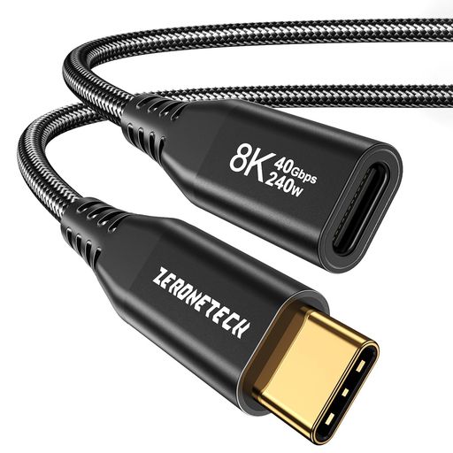USBC延長ケーブル0.3メートルThunderbolt4用40Gbps高速データ240W充電8K@60HzビデオType-Cオス-メスエクステンダーSanDiskSSD/USB-CフラッシュドライブSamsung