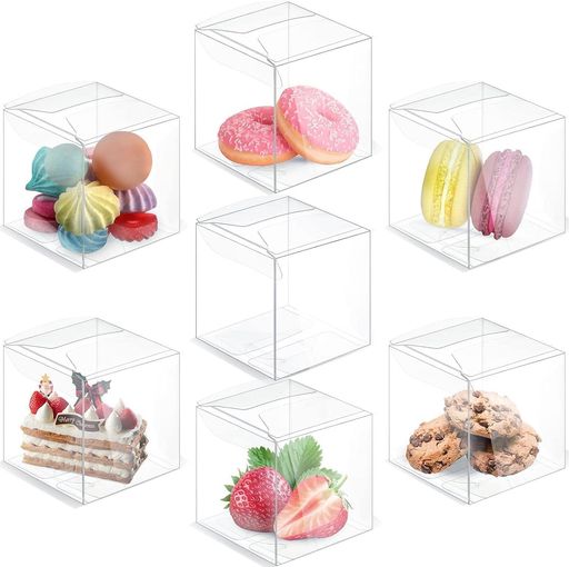 Rakuten - DIFEIUKI透明ギフトボックス50個セットPVCプラスチックケース折り畳み式ボックスミニ正方形小箱組み立て簡単防水バレンタイン小物入れプレゼント包装商品展示ラッピング用透明ケース5x5x5cm