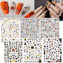 Chisaflyネイルシールハロウィンパンプキンおばけゴースト6枚セットコウモリ3D立体ネイルパーツハロウィーンクモスカルバラゴシック