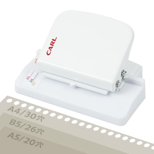 カール事務器ゲージパンチ・ライトルーズリーフパンチ6穴A4/B5/A5対応ホワイトコンパクト軽量小型持ち..