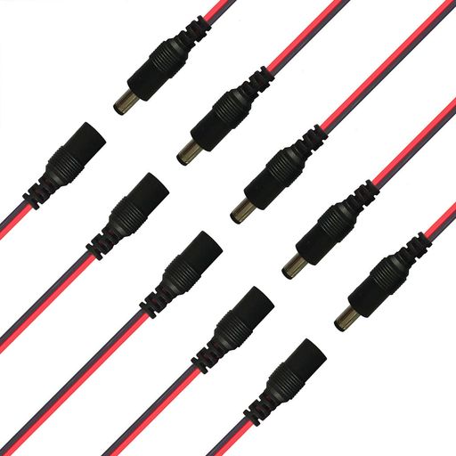 Kabenjee18AWGDC電源コネクタジャックコネクタ10x5.5mmx2.1mmDCオス電源ピグテール+2.1x5.5mmDC