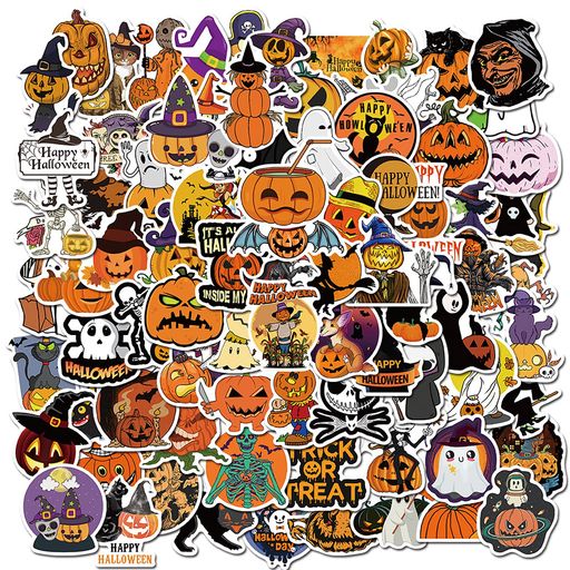 ハロウィンシールセット100枚ハロウィンかぼちゃおばけ幽霊ステッカーハロウィンステッカー子供ハロウィンのテーマDIYステッカースーツケーススノーボードパソコン携帯ノートバイク車…