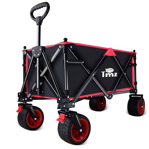 TMZ 折りたたみ式 キャリーワゴン収束式 100L ブレーキ付きアウトドアワゴン大容量アウトドア用キャリーカート ワイルド マルチキャリーカート 自立収納 耐荷重120kg 組み立て不要(ブラック)