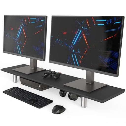 Fengeモニター台机上台パソコン台机上ラック幅100cm木製天板高さ調整可能デスクトップ用机上モニタースタンド机上台pcモニター台パソコンラック卓上収納整理整頓ブラックG04E1102B