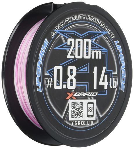 エックスブレイド(X-Braid)アップグレードX4200m0.8号14lbオーキドホワイト1m15cm毎ウルゲソピンクマーク