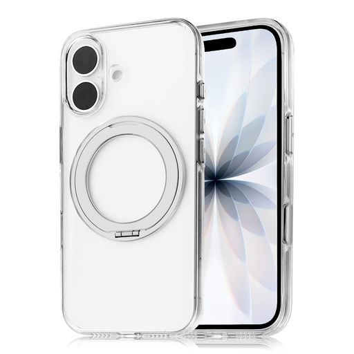 LEPLUS iPhone 17対応 360度回転スタンド付き超透明ハードケース 「MASTER CLEAR mag swing」 クリア/シルバー 軽量 マグネットリング付 スタンド LN-MIM25MCMSSV