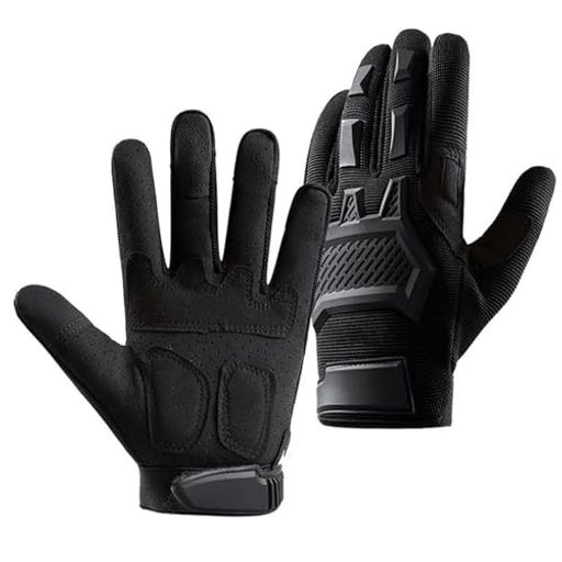 男性用フルフィンガーワークアウトグローブライディンググローブ滑り止めグリップパッド付き通気性メッシュバイク用タッチスクリーン対応ミトンギアバイク登山ロッククライミング用L