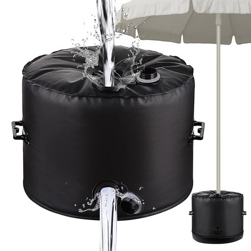 Tefolaパラソルベーススタンド40L注水式折りたたみ可能直径44cmx高さ31cmブラックハンドル付き