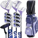 GYMAXレディースゴルフクラブセットゴルフ完全セットクラブセット11本(1W/3W/5W/5I/6I/7I/8I/9I/PW/SW/PT)右利き用カーボンシャ...