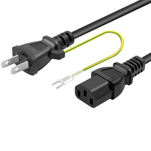 AC電源ケーブル電源コード1.5m(PSE)パワーコード3ピンソケット(メス)-2ピンプラグ(オス)アース線付きコンピューターホストモニター炊飯器などに対応ブラック(2.0)