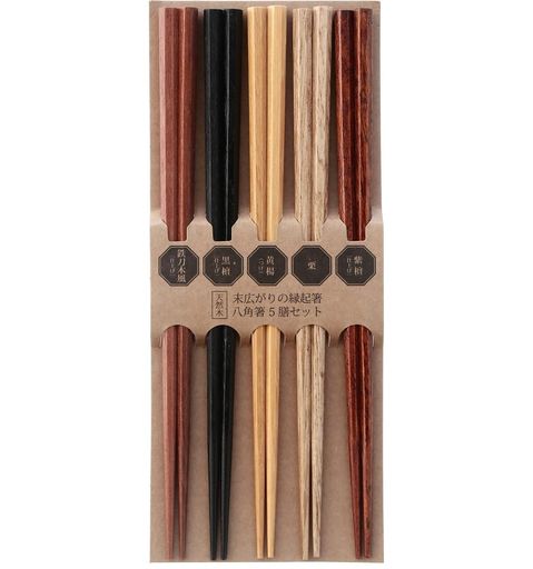 不二貿易(Fujiboeki)箸八角箸22.5cm5膳セット木製天然木縁起箸15418