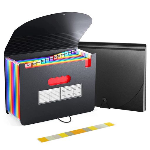 規格:33x24.5cmのポケットは13個があり、また、ポケットの幅が2cmから40cmまで伸縮できるコーディオン式のドキュメントスタントです。 大容量設計:A4の書類は約750枚程収納できる大容量なドキュメントファイルです。書類の量に応じてポケットの幅が調節できる為、最大量の書類が入れられます。フラットな表面上に置く際に、そのまま収納ボックスとしてもご利用できます。 上質な素材:アコーディオン式に作るため、厚くて丈夫なPP材で仕上げられており、環境にやさしいし、安全、耐久性があります。 簡単に書類分類:区分けためのラベルが付き、色別にファイリングできます。13ポケットがり、様々な書類を細かく分類できます。 手入れ便利:アコーディオン式の書類ケースで、開口部が大きく開くため書類の検索が簡単で、取り出しやすい構造です。蓋はゴムバンドで留められており、簡単に開閉可能です。持ち歩く際にも資料がバラバラになる心配がなくて、室内の作業や室外の移動中でも安心でご利用できます。