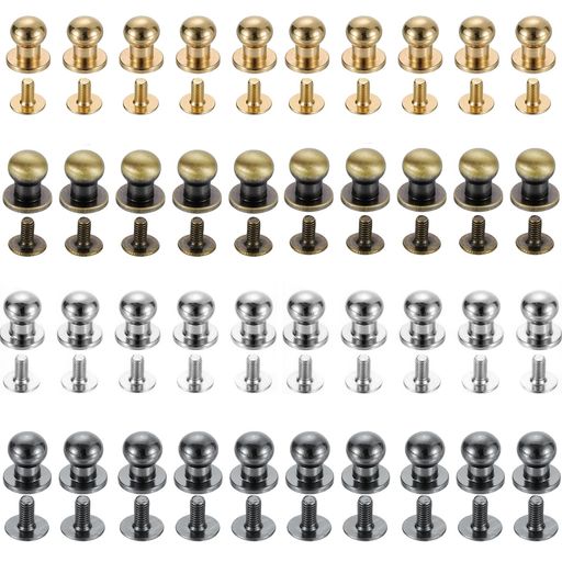 OTIMORAギボシネジ式頭7mm40個セット4色金銀黒古銅各10個レザークラフトリベットネジ式レザー用スタッドジョイント金具バックル留め具DIY財布金具手芸パーツ革細工製作補修用