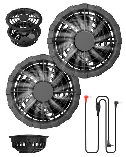 空調作業服 ファン 30V 超高出力 薄型 軽量 DCケーブル付 5枚羽根 超大風量 ブラシレスモーター 空調作業ベスト/半袖/長袖対応 取り外し可能 暑さ対策グッズ 穴直径9cmのあらゆる作業服適用…