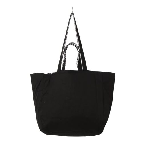 トートバッグキャンバス大きめリバーシブルショルダーバッグレディーストートバッグショルダー通学エコバッグ軽量大容量帆布(ブラック)