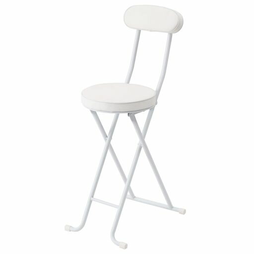 永井興産折りたたみチェアパイプ椅子幅35x奥行46.5x高さ92cmホワイト合成皮革背もたれ付き完成品ベース..