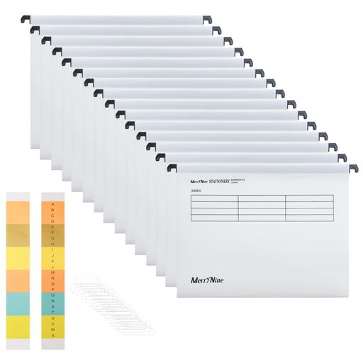 MerryNineA4サスペンションファイル、15PCSポリプロピレンファイリングキャビネットサスペンションファ..