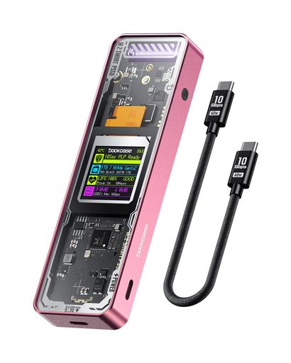 DOCKCASE M.2 NVMe SSDケース USB 3.2 Gen 2 Type-C (10 Gbps) IPS液晶ディスプレイと10秒 電源保護(PLP) 2230/2242/2260/2280サイズのNVMe