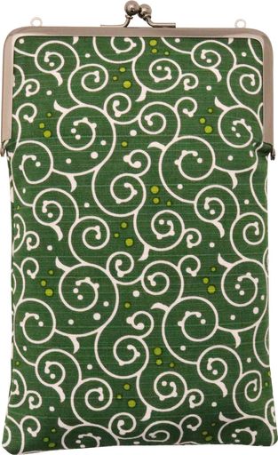 京佑がま口御朱印帳入れスリムがま口ドット唐草緑