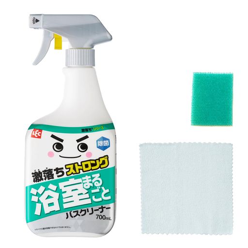 汚れの正体に応じて有効成分を配合、汚れを分解して激落とす強力洗剤 ストロング洗剤+極細ブラシ+マイクロファイバーのお掃除スペシャル3点セット キレート剤のパワーで浴室汚れを強力分解。 除菌剤配合※すべての菌を除菌できるわけではありません。 大容量700mLでたっぷり使える。