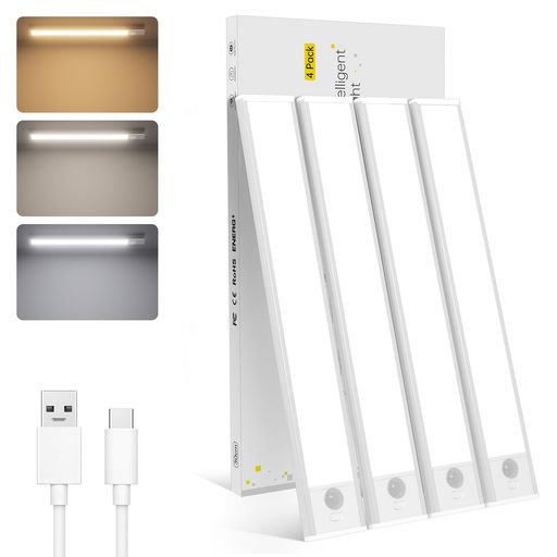 フットライト 【製品仕様】●商品名:LUTW人感センサーライト ● 電源:5V/1A ● 使用光源:LED*54枚 ● 本体寸法(約):長さ300x幅40x高さ10mm ● 質量:約128g ● 充電時間:3時間 【夜を優しく照らす】人感センサーライトは、やわらかな明かりで夜の時間を包み込みます。点灯・消灯時はじんわりと光が変化し、目に優しくリラックスできる空間を演出。夜間の育児や深夜作業にも最適な、心地よい伴侶です。 【どこでも自由な設置】厚さ10mmのスリム設計と強力なテープにより、壁や天井、家具など場所を選ばず簡単に設置可能。コンパクトながらしっかりと固定され、落下の心配もありません。 【手軽なUSB充電&amp;長持ちバッテリー】1800mAh電池内蔵、USB Type-C対応で、PCや既存の充電器から簡単に充電。フル充電で最大11時間連続点灯、AUTOモードなら約60日使用可能。充電の手間を軽減し、生活にゆとりを与えます。 【無段階調光&amp;3色温度】ワンクリック操作で電球色・温白色・昼光色の色温度を切替可能。さらに長押しで10%〜100%の明るさ調節もスムーズに。