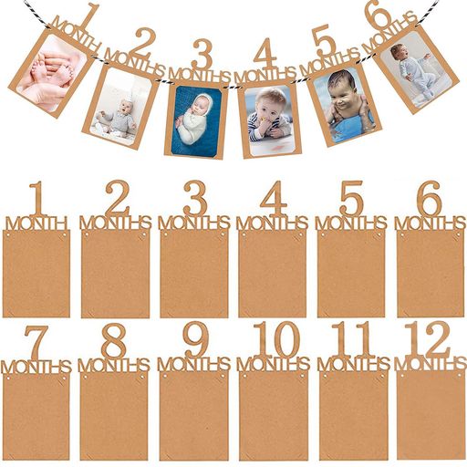 誕生日写真フォトフレーム飾り付け12枚セット赤ちゃん1歳12ヶ月ガーランドバースディパーティー飾りフォトガーランドお祝い装飾壁掛け..