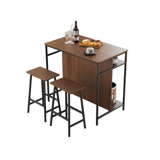 【ブラウン】OSJカウンターテーブルスツール3点セットハイテーブルバーカウンターカフェチェアパソコン..