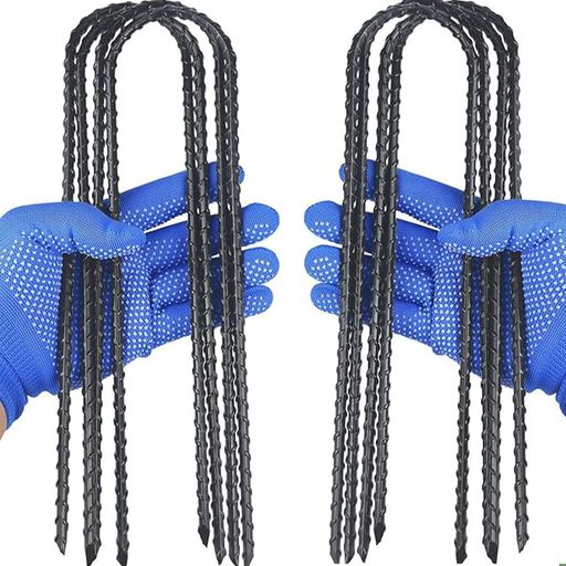 8個セットU型止めピンロープ止め金具杭uピン杭長さ30cm、テント、サッカーゴールの固定用黒色防錆コー..