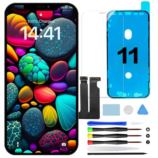 GoldwangwangForiPhone11液晶パネルLCDディスプレイ6.1インチデジタイザー一体型修理ツール・強化ガラスフィルム・防水シール付属3Dタッチ対応A2111/A2223/A2221